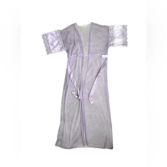Shannon Lee NWOT Vintage Lavender Lace Sexy Cover Up Vintage size Large - Picture 4 of 10